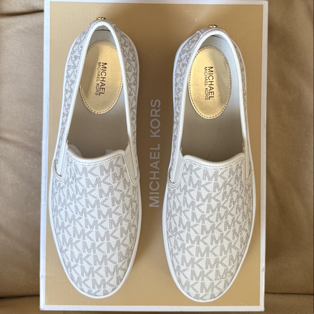 Michael Kors Monogram White Loafers